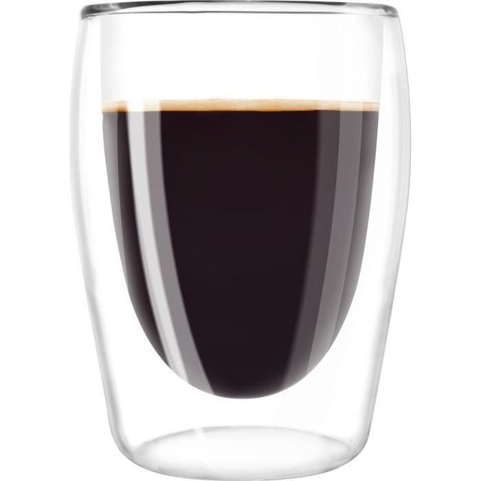 Melitta Set 2 Vasos de Borosilicato para Café Largo 200 ml Doble Pared Transparente, Aptos Lavavajillas
