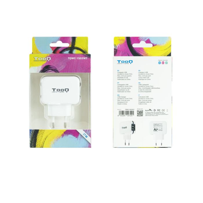 Cargador de Pared TooQ TQWC-1S02WT USB x 2 17W Blanco 17 W 5