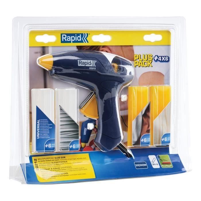 Pistola de pegamento para cola Ø 12mm - RAPID - EG212 - Blister + 4 tipos de cola 2 Pistola de pegamento para cola Ø 12mm - RAPID - EG212 - Blister + 4 tipos de cola 2