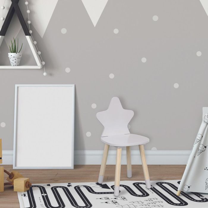 Home Deco Kids Silla Infantil Estrella Blanca para Niños, Diseño Encantador para Habitaciones Infantiles, Medidas 28x27x54 cm 1