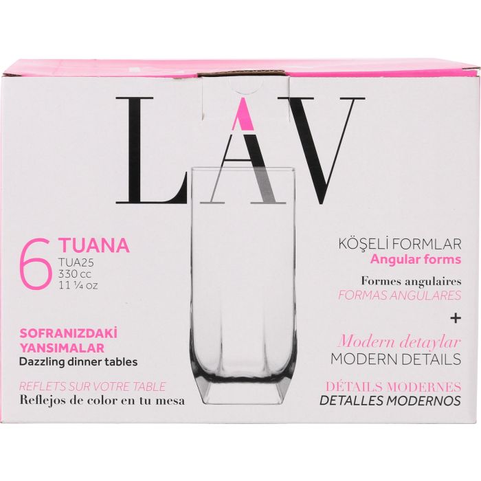 Set de 6 vasos para refresco 330 cc Tua - Lav (8 Cajas) 1 Set de 6 vasos para refresco 330 cc Tua - Lav (8 Cajas) 1