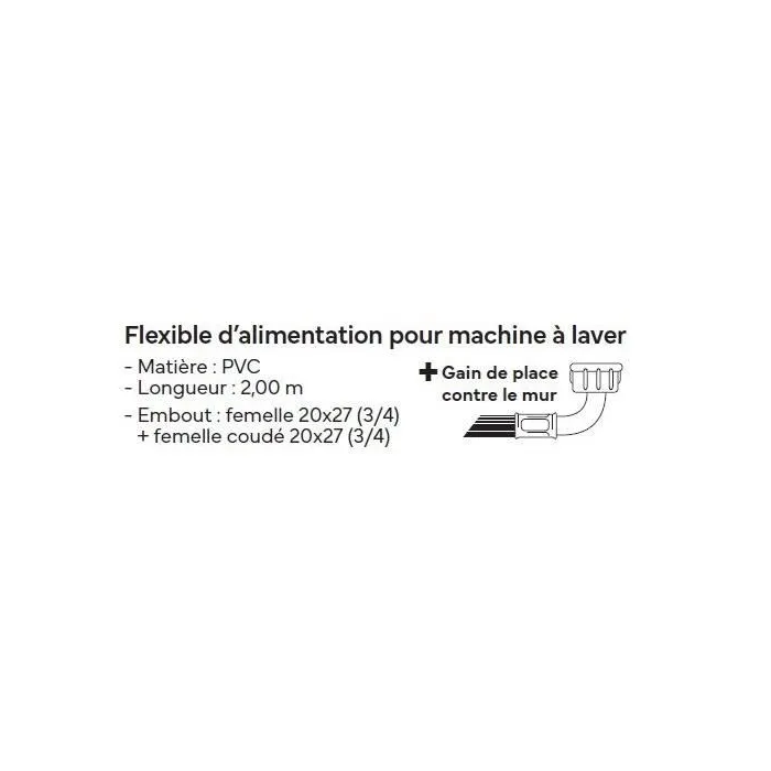 Novobain NOV3047403101542 Manguera de Alimentación para Lavadora - 2 metros 1