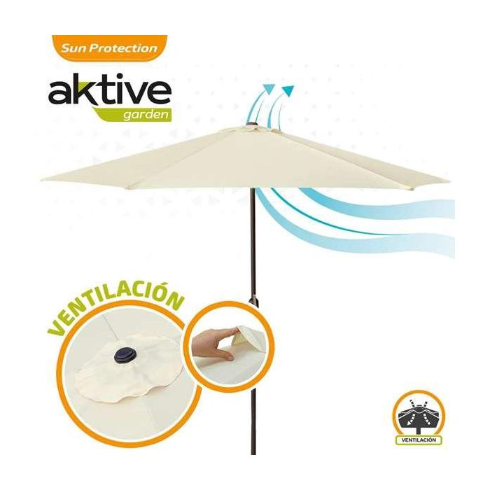 Color Baby Parasol Terraza 300 cm con Chimenea y Mástil de Aluminio 3,8 cm Color Crema 5