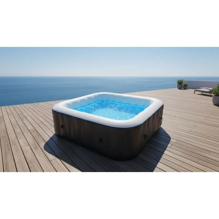 Sunspa Spa Hinchable Cuadrado Laminado para 4 Personas - Estructura Reforzada y Calentador Integrado - 1.55 x 0.65 m 4