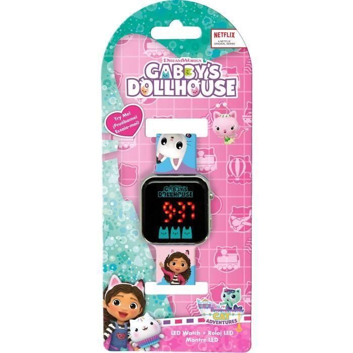 Kids Licensing Gd00019 Reloj LED La Casa de Muñecas de Gabby, con Batería Incluida, para Niños de 3+ años, 22cm 1