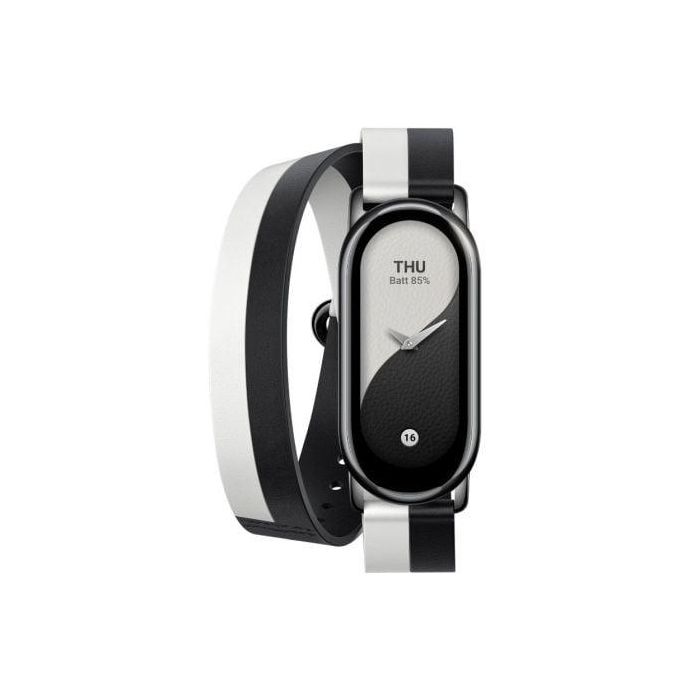 Xiaomi CORREA BAND 8 D WRAP Correa Original para Mi Smart Band 8 Double Wrap Strap de Piel de Becerro Blanco y Negro