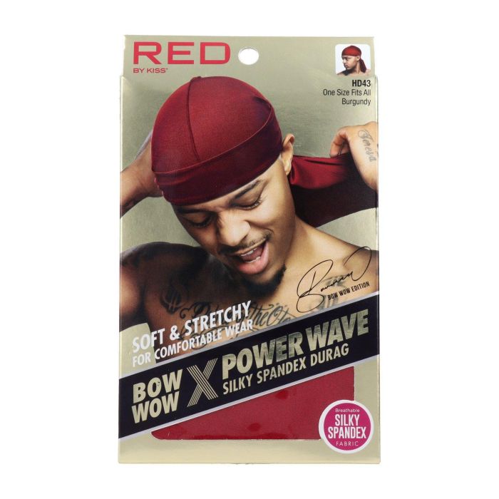 Red Kiss Durag Spandex Seda Onda Power Color Burdeos