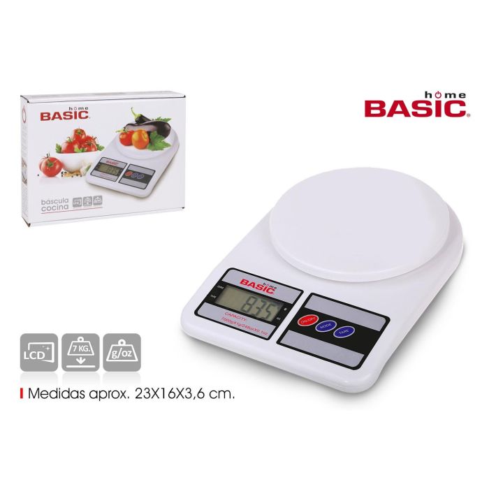 Basic Home Báscula Cocina Digital 7 kg, 18.5 x 24.5 cm (6 Unidades)