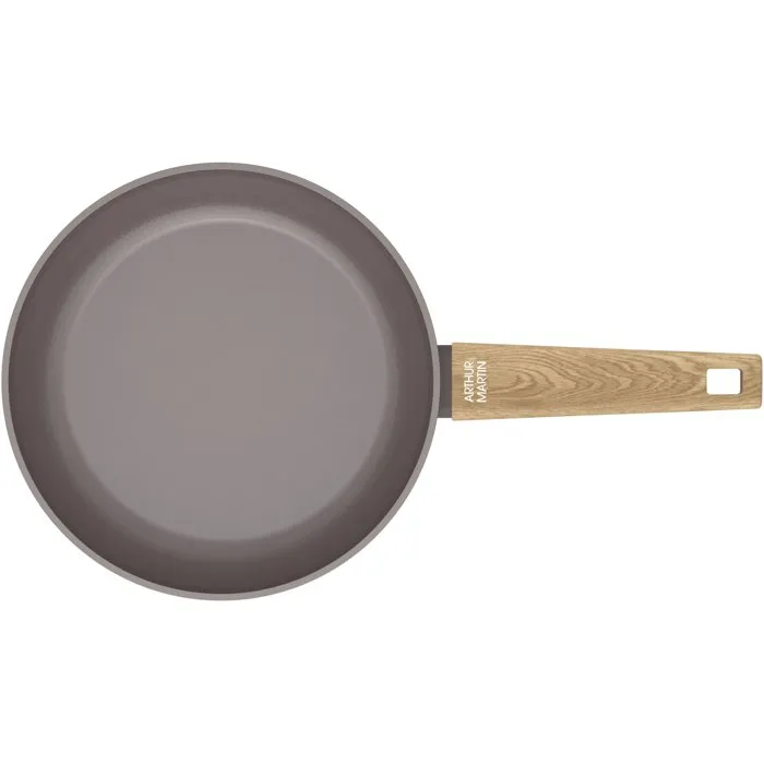 Arthur Martin Juego de 3 sartenes AM1052 aptas inducción, revestimiento cerámico Ø 20-24-28 cm, color topo 3