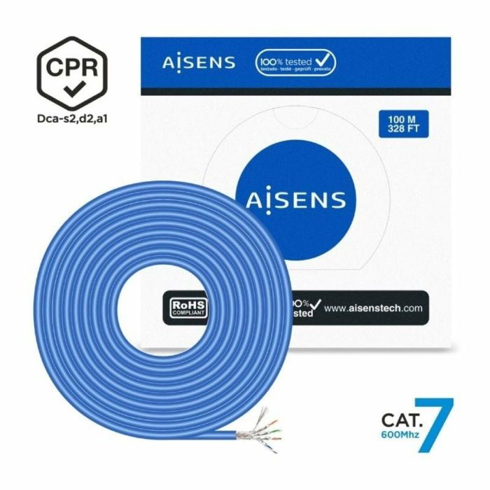 Cable de Red Rígido FTP Categoría 7 Aisens AWG23 Azul 100 m 2