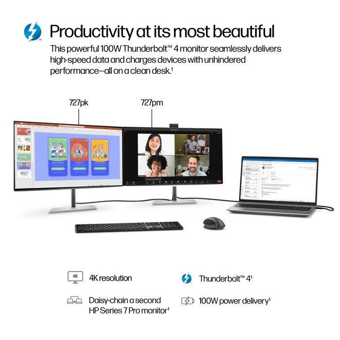 HP Series 7 Pro 27 inch 4K Conferencing Monitor - 727pm PVC Free 8