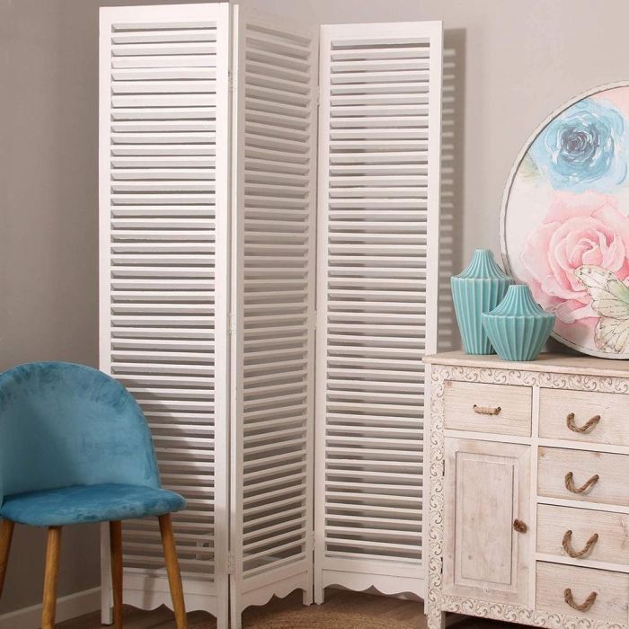 Atmosphera Biombo de madera de paulownia color blanco 170x40 cm 1 Atmosphera Biombo de madera de paulownia color blanco 170x40 cm 1