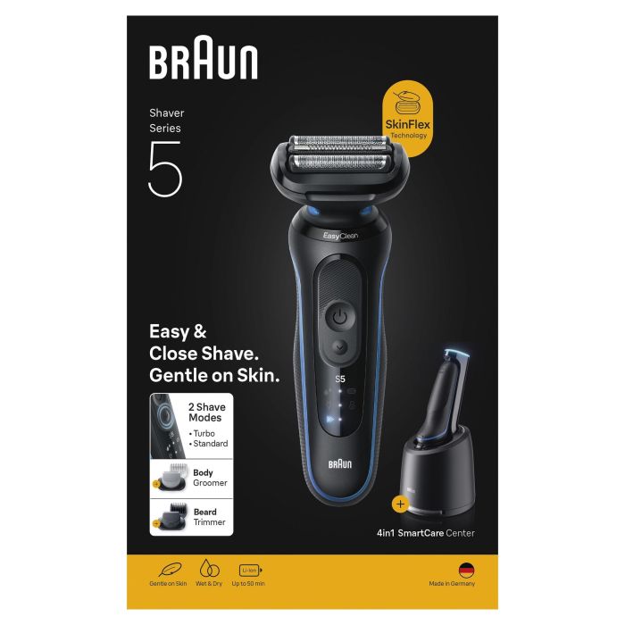 Braun BRA8700216647229 Afeitadora Eléctrica Serie 5 Negra y Azul - Batería 50 min, Carga Rápida 5 min 5