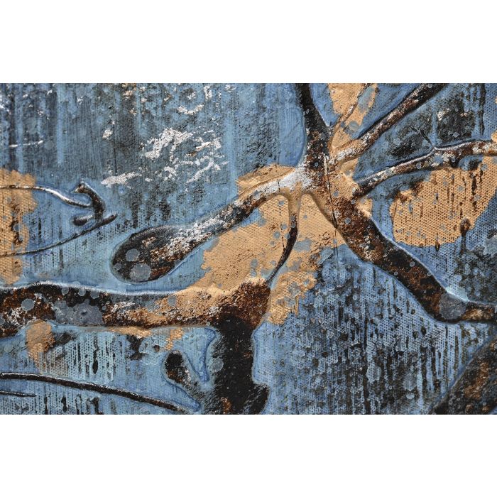DKD Home Decor Cuadro Moderno Azul Dorado 131 x 131 x 3.8 cm Abstracto Lienzo y PS 2