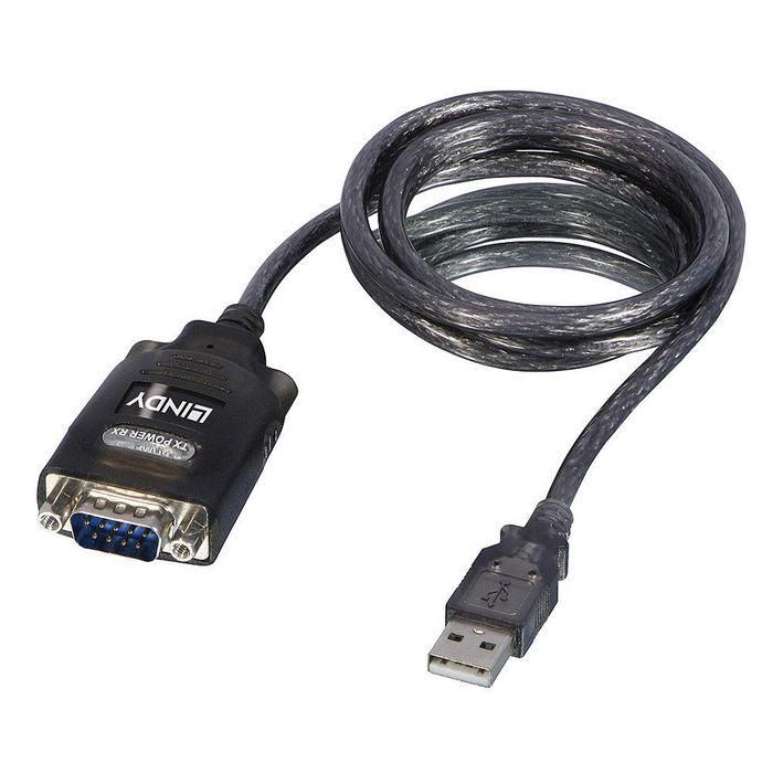 Lindy Convertidor USB Tipo A a Serie RS232 9 Vías con Retención de Puerto COM 1