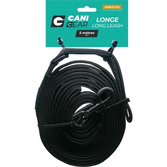 Correa para perros - CANI GEAR - 5 m - Neopreno suave con asa - Negro Correa para perros - CANI GEAR - 5 m - Neopreno suave con asa - Negro
