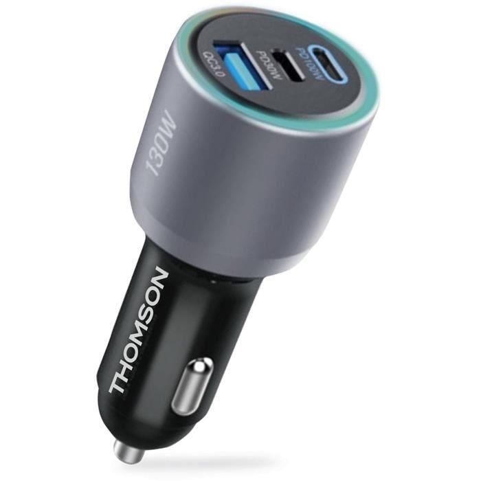 Thomson THO3513767410502 Cargador de Coche 130W GaN de Nueva Generación, con 2 Puertos USB-C Power Delivery (PD) 100W y 30W Thomson THO3513767410502 Cargador de Coche 130W GaN de Nueva Generación, con 2 Puertos USB-C Power Delivery (PD) 100W y 30W