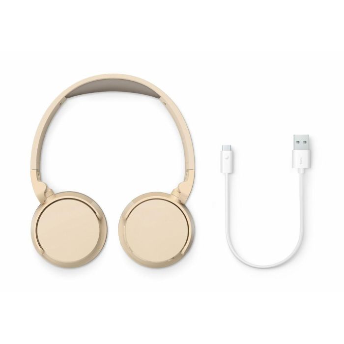Philips TAH3209BG/00 Auriculares Inalámbricos de Diadema, Micrófono, Bluetooth 5.3, 25h Batería, Plegables, Sonido con Graves Dinámicos, Beige 1