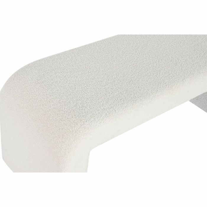 DKD Home Decor Descalzadora Banco de Poliéster Blanco, 112 cm Ancho, 43 cm Fondo, 44 cm Alto 3