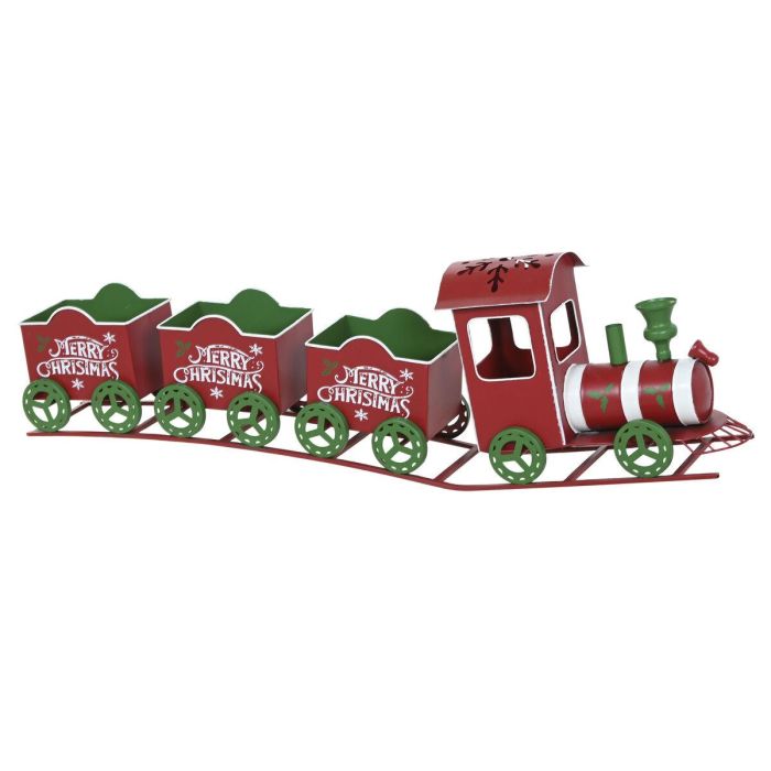 DKD Home Decor Tren de Navidad Tradicional para Decoración, Rojo y Verde, de Metal, 103.5 cm Largo 1