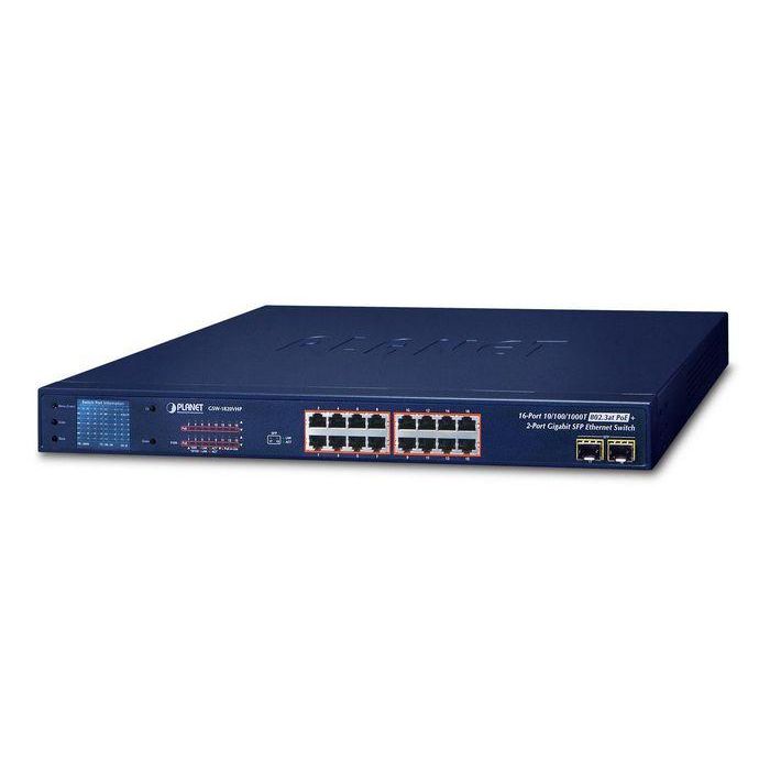 Planet Switch 16 puertos PoE Gigabit 10/100/1000T 802.3at + 2 SFP 1000X Gigabit monitor LCD Planet Switch 16 puertos PoE Gigabit 10/100/1000T 802.3at + 2 SFP 1000X Gigabit monitor LCD
