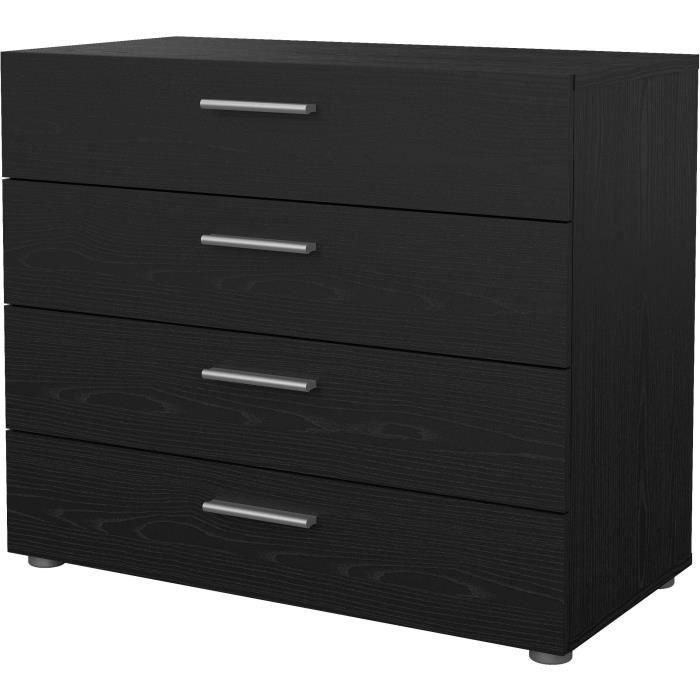 Cómoda - 4 cajones - Negro - L80,2 x P40,25 x H68,1 cm 2 Cómoda - 4 cajones - Negro - L80,2 x P40,25 x H68,1 cm 2