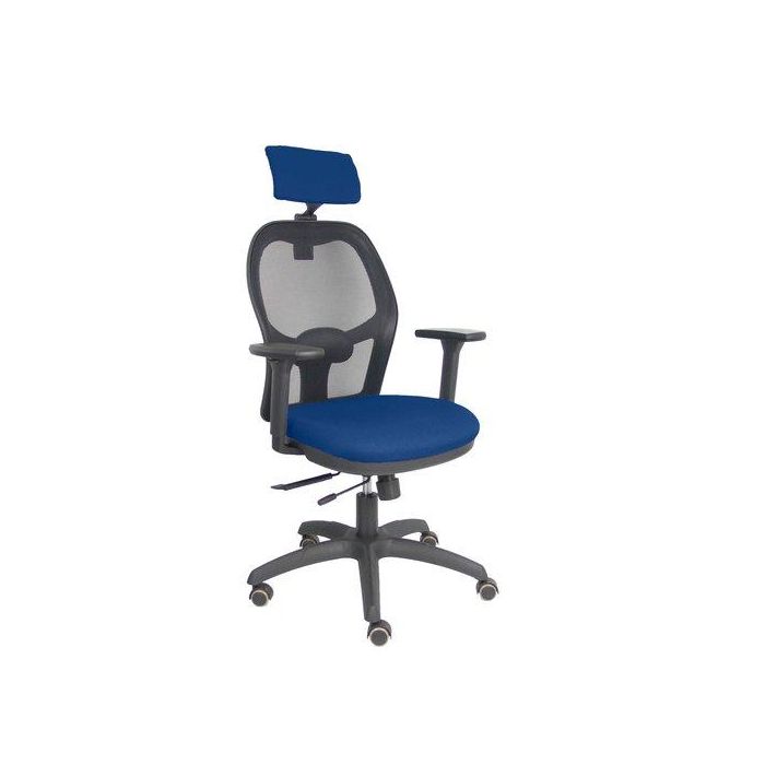Silla Piqueras Y Crespo Jorquera Brazos 3D Y Cabecero Regulables Mecanismo Sincro Con Traslack Ruedas Parquet Respaldo De Malla Negra Y Asiento Tapizado Bali Marino