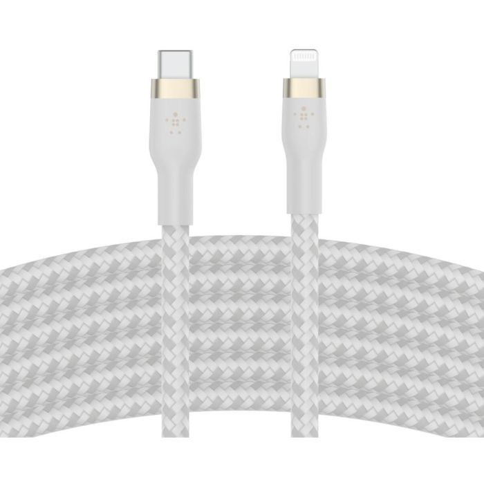 Belkin PRO Flex Cable Lightning a USB-C, 15W, certificado Apple, 2m, blanco 2 Belkin PRO Flex Cable Lightning a USB-C, 15W, certificado Apple, 2m, blanco 2