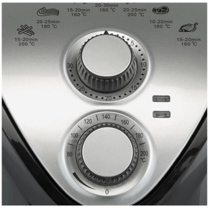 Bourgini Freidora Sin Aceite Air Fryer de Aire Caliente, 1300W, 2.5L, Capacidad 2.5 Litros, para Carnes, Pescado, Verduras, Termostato 200°C, Temporizador 30 Min, Cesta Lavavajillas