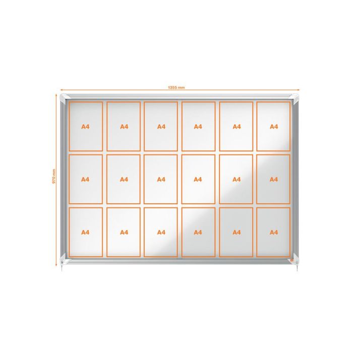 Vitrina De Anuncios Nobo Premium Plus Con Puerta Corredera Fondo Magnetico 18 X Din A4 Hojas 997x1412x54 mm 6