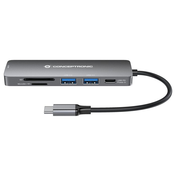 Conceptronic Donn 6-In-1 Multifunctional USB Hub Adapter, Hdmi, USB-C