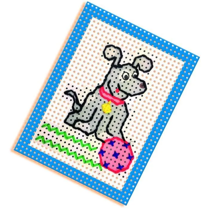 Ses Creative Aprendo a Bordar Kit - Gato, Mariposa, Caballo y Perro - Tarjetas Preimpresas y Perforadas - Niños y Niñas +3 Años 3