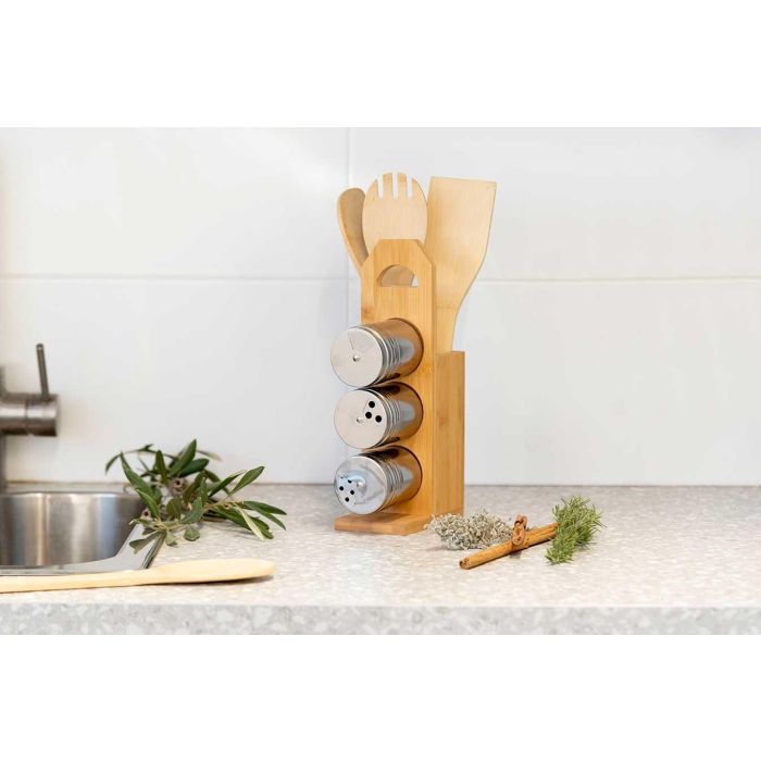 Set 7 piezas bambú soporte palas especieros Kinvara 15x32.5x7.5 cm (6 Unidades) 4 Set 7 piezas bambú soporte palas especieros Kinvara 15x32.5x7.5 cm (6 Unidades) 4