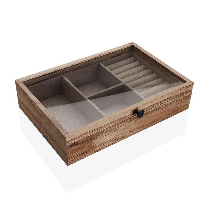 Versa Joyero de Madera Paulownia con Tapa de Cristal y Dos Cajones, 19x11.8x18 cm (2 Unidades) 0 Versa Joyero de Madera Paulownia con Tapa de Cristal y Dos Cajones, 19x11.8x18 cm (2 Unidades) 0