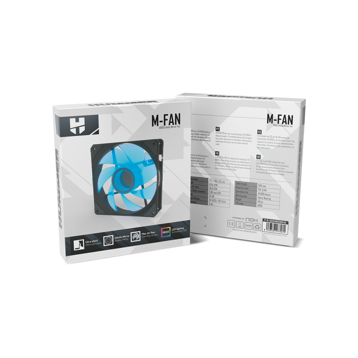 NOX NXHUMMERMFAN Ventilador 120mm ARGB Espejo Infinito 1200 RPM Hidráulico 35.5 CFM Silencioso 23 dB 5