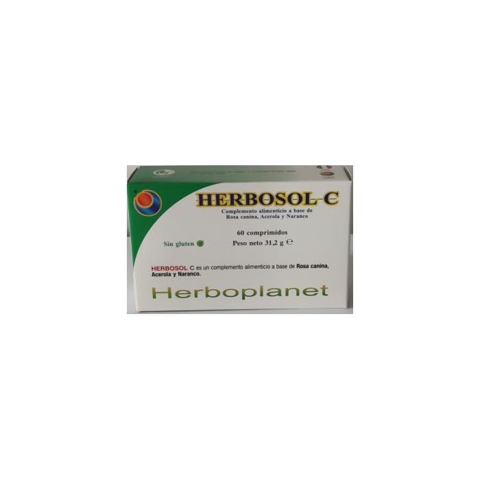 Herbosol C 60 Comprimidos. Vitamina C para el Sistema Inmune y Formación de Colágeno. Con Rosa Canina y Acerola.