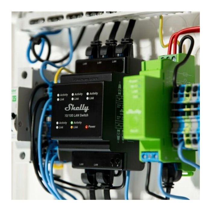 Shelly Relais Interruptor Inteligente 5 Puertos 10/100 Mbit Carril DIN Negro 110-240V 3 Shelly Relais Interruptor Inteligente 5 Puertos 10/100 Mbit Carril DIN Negro 110-240V 3