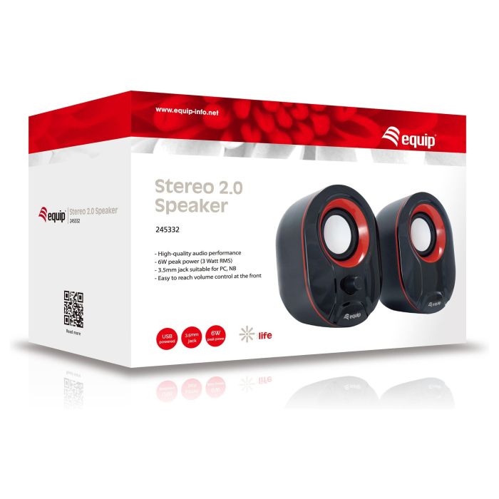 Equip Altavoces Estéreo 2.0 245332 Negro, 6W RMS, Sonido Potente, USB y Jack 3.5mm para PC, Portátil, MP3 5