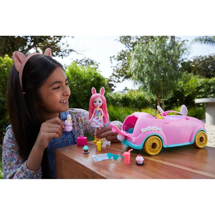 Enchantimals Hcf85 Muñeca Bree Bunny y Twist con Bunnymóvil Descapotable, ruedas y maletero, 10 Accesorios, Juguete +4 Años 4