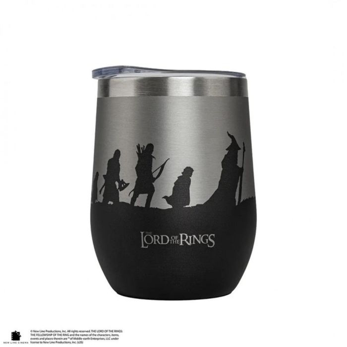Cinereplicas Taza Térmica Viaje El Señor de los Anillos Comunidad del Anillo Acero Inoxidable Doble Pared 12,5cm Oficial