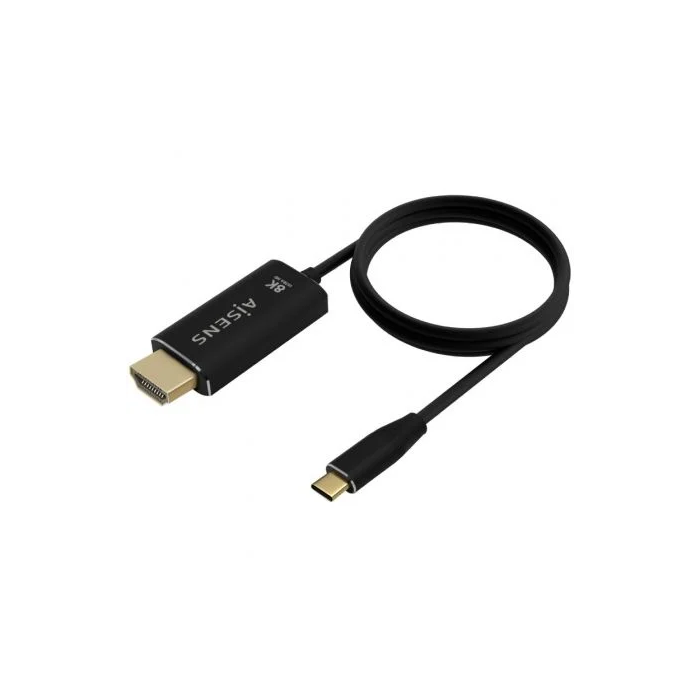 AISENS - CABLE CONVERSOR ALUMINIO USB-C A HDMI 2.1 8K@60HZ, USB-C/M-HDMI/M, NEGRO, 2.0M 1