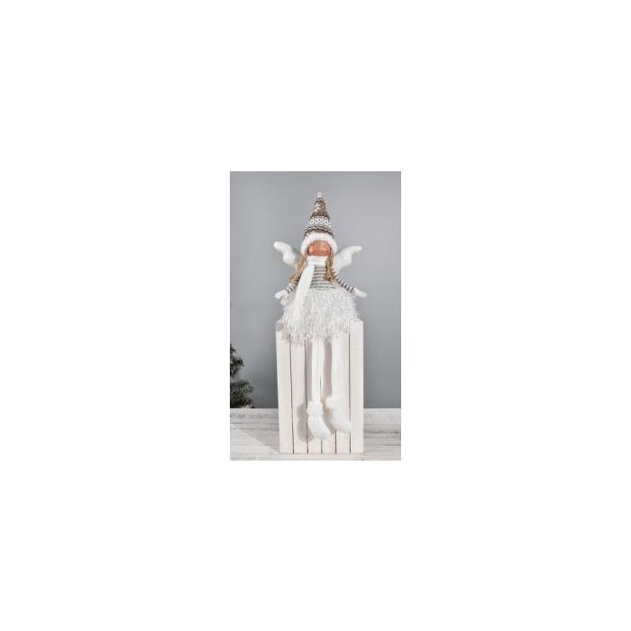 DKD Home Decor Figuras Navideñas de Ángel Fantasía Poliéster 15x48x22 cm (Largo x Alto x Ancho) Set de 2 Unidades Surtido Aleatorio 1