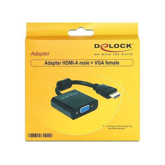 DeLOCK 65512 - Cable Adaptador HDMI Tipo A Macho a VGA Hembra, 0.254 m, Negro 1 DeLOCK 65512 - Cable Adaptador HDMI Tipo A Macho a VGA Hembra, 0.254 m, Negro 1