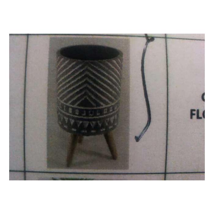 DKD Home Decor Macetero Boho Gris Blanco Cemento y Pino 14.3 x 26.2 x 14.3 cm (2 Unidades) 1