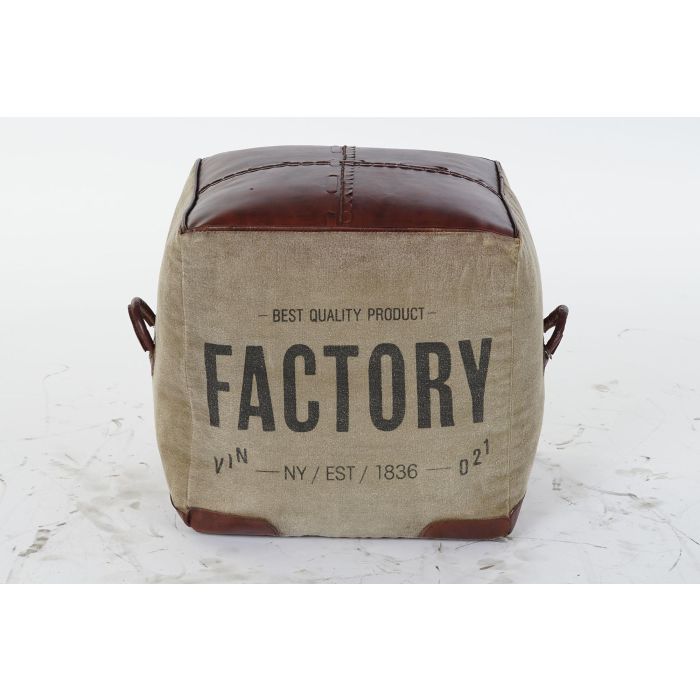 DKD Home Decor Reposapies Vintage Marron Beige Piel Poliester 40 x 40 x 46 cm 3 DKD Home Decor Reposapies Vintage Marron Beige Piel Poliester 40 x 40 x 46 cm 3