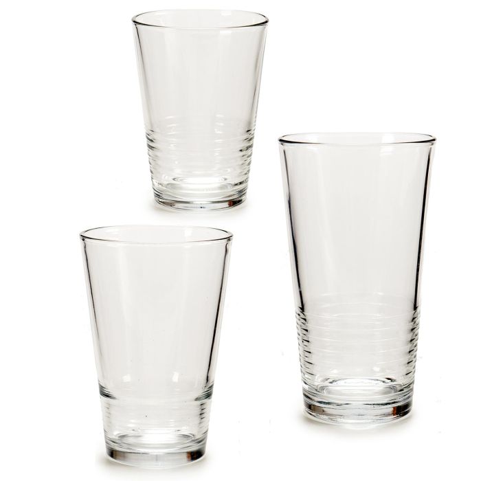 Set 18 Vasos Lineas Vivalto - Vidrio Transparente, 230 ml, 340 ml, 510 ml (3 Unidades) 1 Set 18 Vasos Lineas Vivalto - Vidrio Transparente, 230 ml, 340 ml, 510 ml (3 Unidades) 1