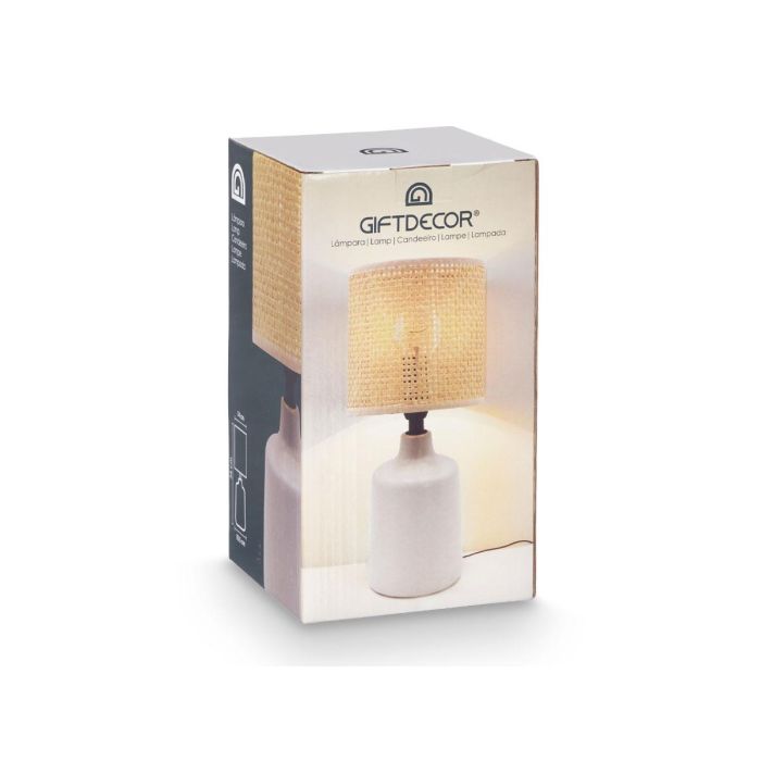Lampara Sobremesa Blanco Roto Redonda Alta Giftdecor 14X34CM (12 Unidades) 2 Lampara Sobremesa Blanco Roto Redonda Alta Giftdecor 14X34CM (12 Unidades) 2