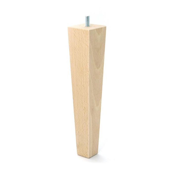 Q&Q H250 M8 Pata Cuadrada para Sofá y Muebles, Madera de Haya Natural 250mm de Altura y Métrica 8mm, Fabricada en España