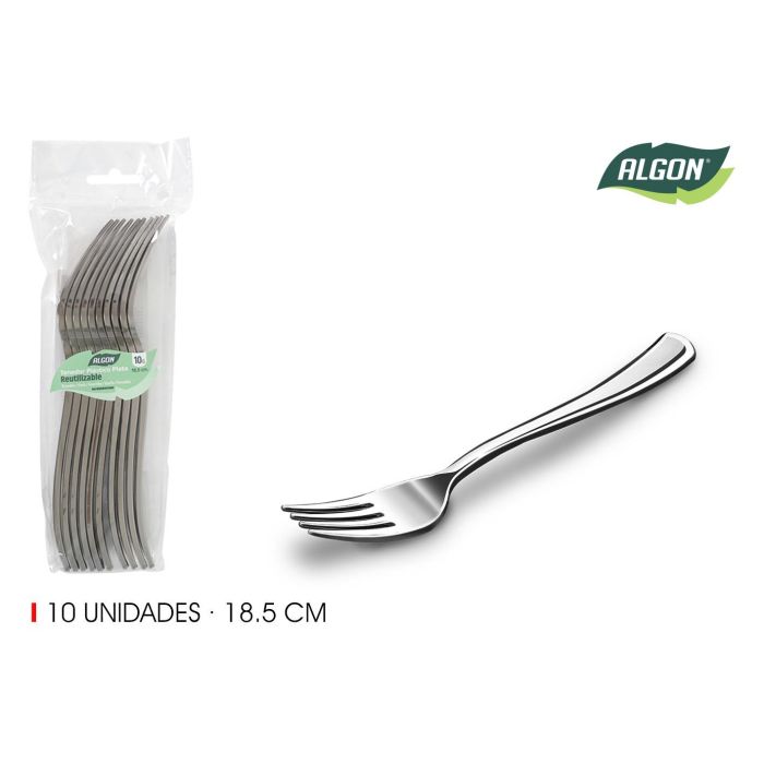 Set de 10 Tenedores Grandes Plata Algon 18.5 cm (24 Unidades) Set de 10 Tenedores Grandes Plata Algon 18.5 cm (24 Unidades)