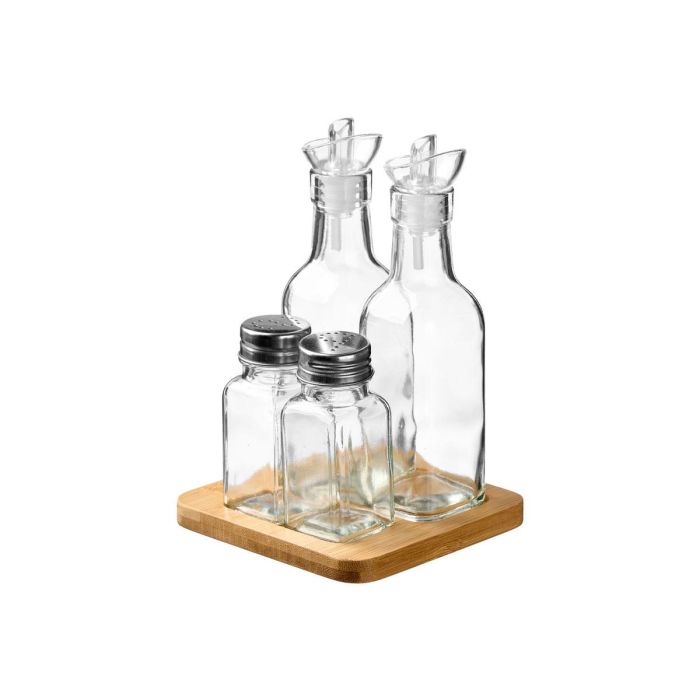 Set Aceitera, Vinagrera, Salero y Pimentero Vivalto - Vidrio, Madera y Metal (8 Unidades) 1 Set Aceitera, Vinagrera, Salero y Pimentero Vivalto - Vidrio, Madera y Metal (8 Unidades) 1